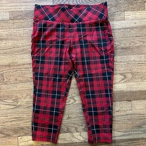Plaid stretch crop pants